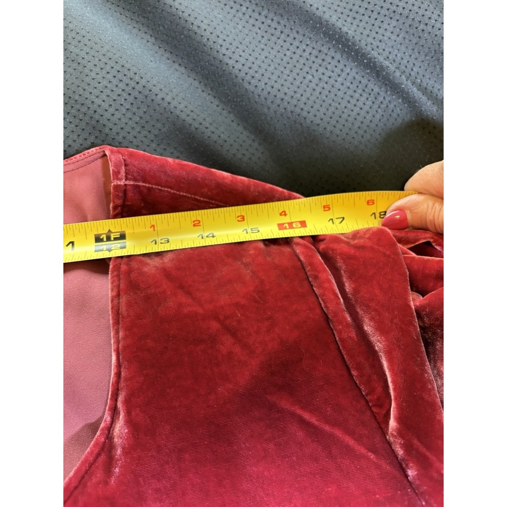 Vtg 90s J. Jill Raspberry Velvet Dress~L~Silk Bld Shift Long Slvs Glam Boho Luxe - Picture 11 of 13